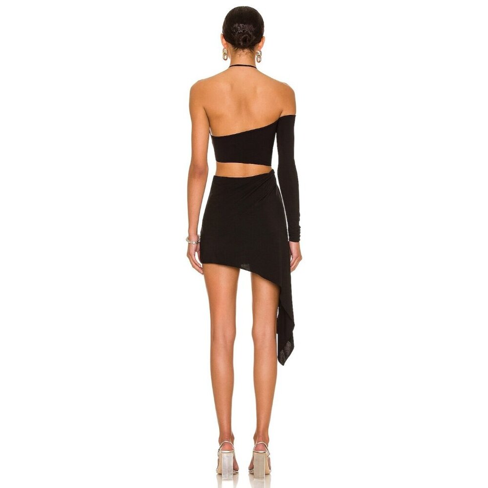 MONOT Cut Out Mini Dress in Black One Shoulder - Picture 4 of 4